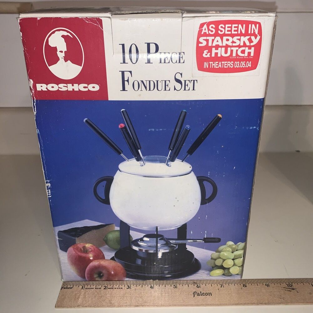 Roshco Vintage 70s Starsky & Hutch Edition 10 Piece Fondue Pot Set Complete NIOB